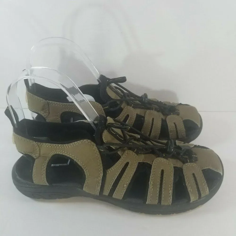 LL BEAN Kids Size 4 Brown Black Water Outdoors Bungie Shoes Sandals
